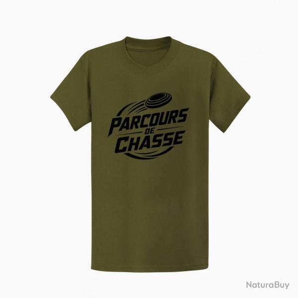 T-shirt Ball Trap Parcours de chasse Tireur Sporting Kaki / Noir
