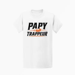 T-shirt Ball Trap Papy trappeur Cadeau passion Blanc / Orange