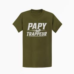 T-shirt Ball Trap Papy trappeur Cadeau passion Kaki / Blanc