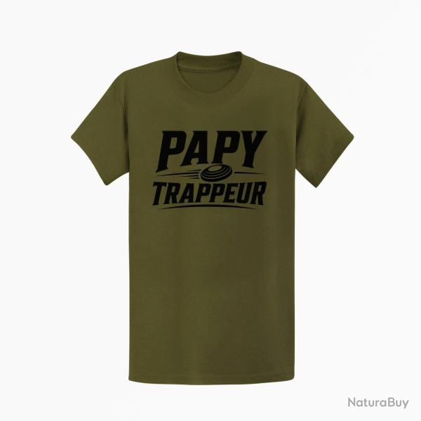 T-shirt Ball Trap Papy trappeur Cadeau passion Kaki / Noir