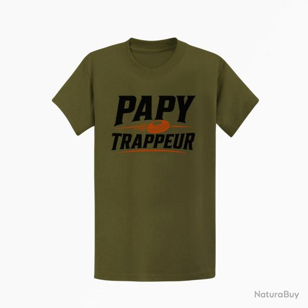 T-shirt Ball Trap Papy trappeur Cadeau passion Kaki / Noir et orange