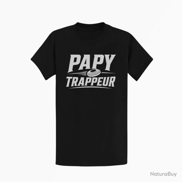 T-shirt Ball Trap Papy trappeur Cadeau passion Noir