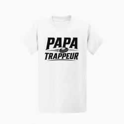 T-shirt Ball Trap Papa trappeur Cadeau personnalis&eacute; Blanc