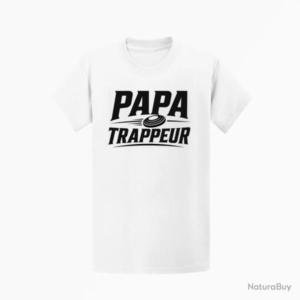 T-shirt Ball Trap Papa trappeur Cadeau personnalis� Blanc