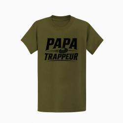 T-shirt Ball Trap Papa trappeur Cadeau personnalis&eacute; Kaki / Noir