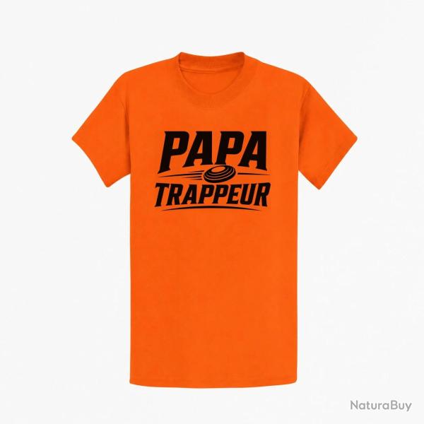 T-shirt Ball Trap Papa trappeur Cadeau personnalis� Orange