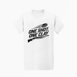T-shirt Ball Trap One Shot One Clay Pr&eacute;cision Blanc