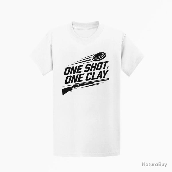 T-shirt Ball Trap One Shot One Clay Pr�cision Blanc