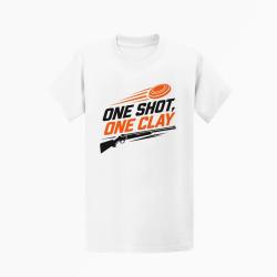 T-shirt Ball Trap One Shot One Clay Pr&eacute;cision Blanc / Orange