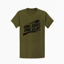 T-shirt Ball Trap One Shot One Clay Pr&eacute;cision Kaki / Noir