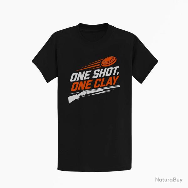 T-shirt Ball Trap One Shot One Clay Pr�cision Noir / Orange