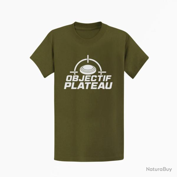 T-shirt Ball Trap Objectif plateau Dans le viseur Kaki / Blanc