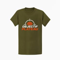 T-shirt Ball Trap Objectif plateau Dans le viseur Kaki / Blanc et orange