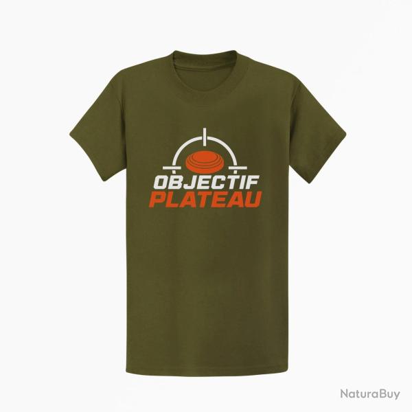 T-shirt Ball Trap Objectif plateau Dans le viseur Kaki / Blanc et orange