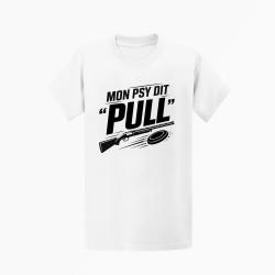 T-shirt Ball Trap Mon psy dit Pull Humour tireur Blanc