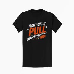 T-shirt Ball Trap Mon psy dit Pull Humour tireur Noir / Orange