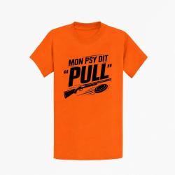 T-shirt Ball Trap Mon psy dit Pull Humour tireur Orange