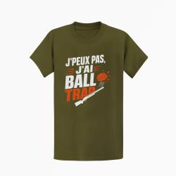 T-shirt Ball Trap J'peux pas, j'ai Ball Trap Humour Kaki / Blanc et orange