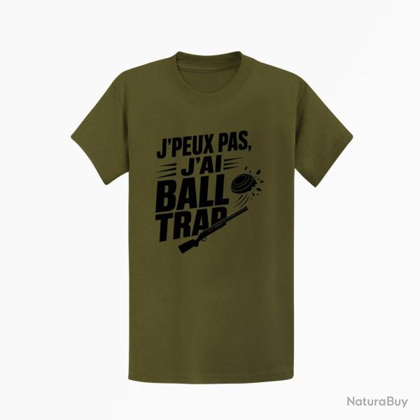T-shirt Ball Trap J'peux pas, j'ai Ball Trap Humour Kaki / Noir