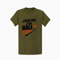 T-shirt Ball Trap J'peux pas, j'ai Ball Trap Humour Kaki / Noir et orange