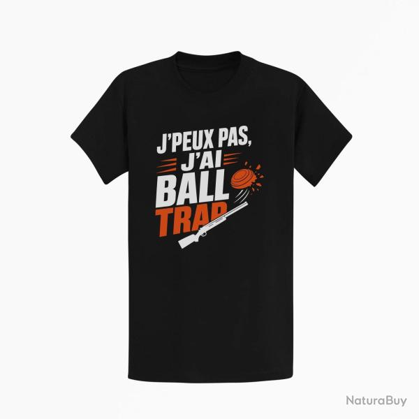 T-shirt Ball Trap J'peux pas, j'ai Ball Trap Humour Noir / Orange