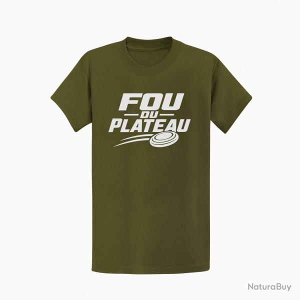 T-shirt Ball Trap Fou du plateau Typographie Kaki / Blanc
