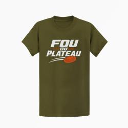 T-shirt Ball Trap Fou du plateau Typographie Kaki / Blanc et orange