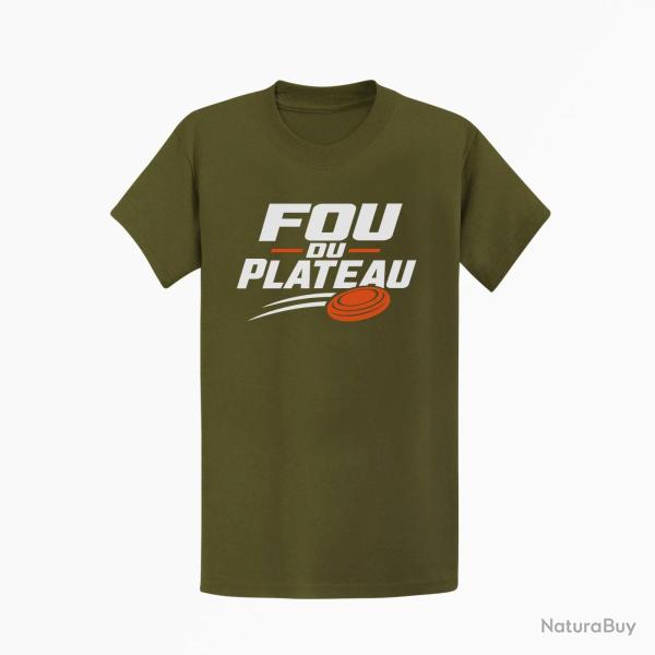 T-shirt Ball Trap Fou du plateau Typographie Kaki / Blanc et orange
