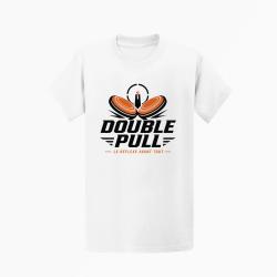 T-shirt Ball Trap Double Pull R&eacute;flexe du tireur Blanc / Orange