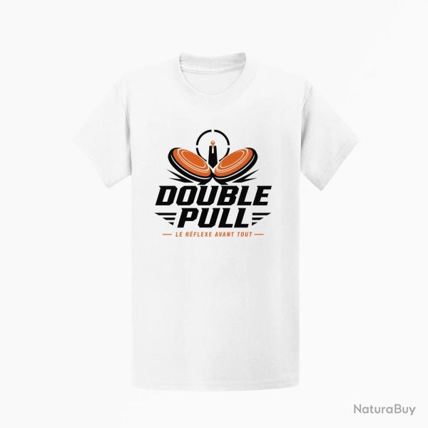 T-shirt Ball Trap Double Pull R�flexe du tireur Blanc / Orange