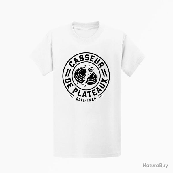 T-shirt Ball Trap Casseur de plateaux Cocarde fran�aise Blanc