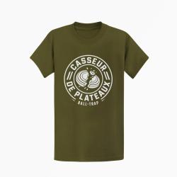 T-shirt Ball Trap Casseur de plateaux Cocarde fran&ccedil;aise Kaki / Blanc