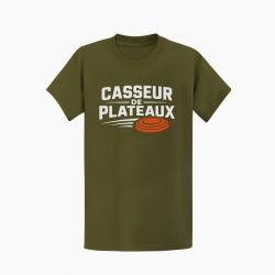 T-shirt Ball Trap Casseur de plateaux Trajectoire Kaki / Blanc et orange