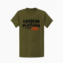 T-shirt Ball Trap Casseur de plateaux Trajectoire Kaki / Noir et orange