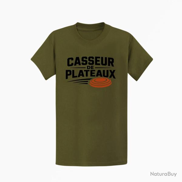 T-shirt Ball Trap Casseur de plateaux Trajectoire Kaki / Noir et orange