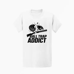 T-shirt Ball Trap Addict Fusil et plateaux Blanc