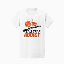 T-shirt Ball Trap Addict Fusil et plateaux Blanc / Orange