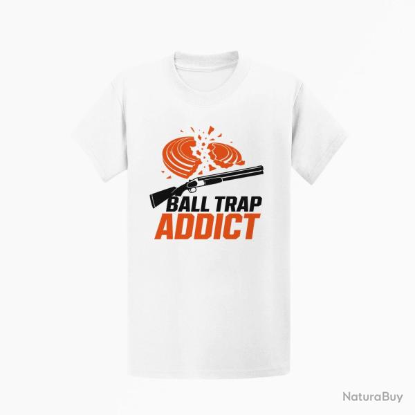 T-shirt Ball Trap Addict Fusil et plateaux Blanc / Orange