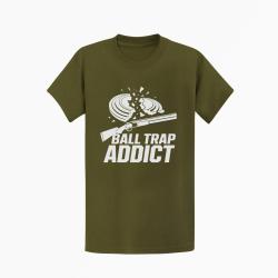 T-shirt Ball Trap Addict Fusil et plateaux Kaki / Blanc