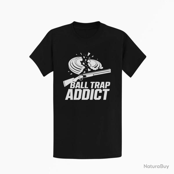 T-shirt Ball Trap Addict Fusil et plateaux Noir