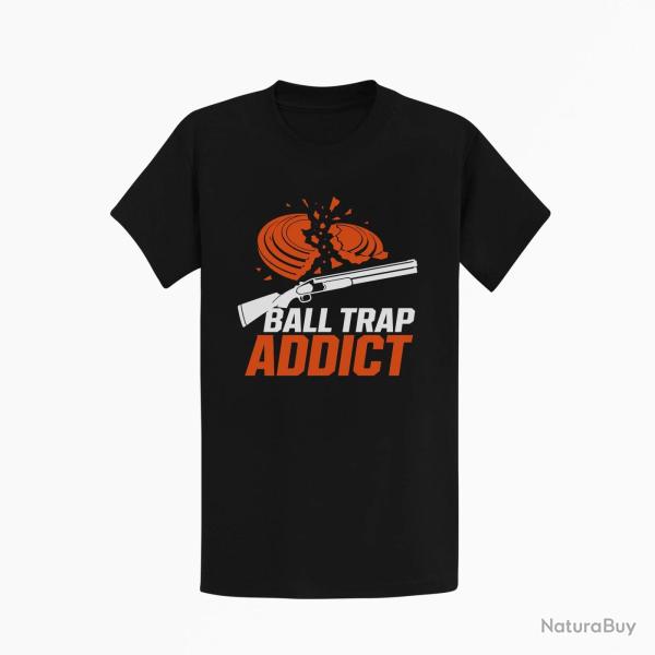 T-shirt Ball Trap Addict Fusil et plateaux Noir / Orange