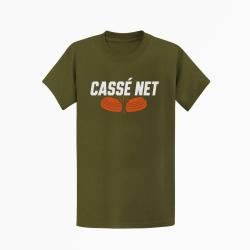 T-shirt Ball Trap Cass&eacute; net Double plateau Kaki / Blanc et orange