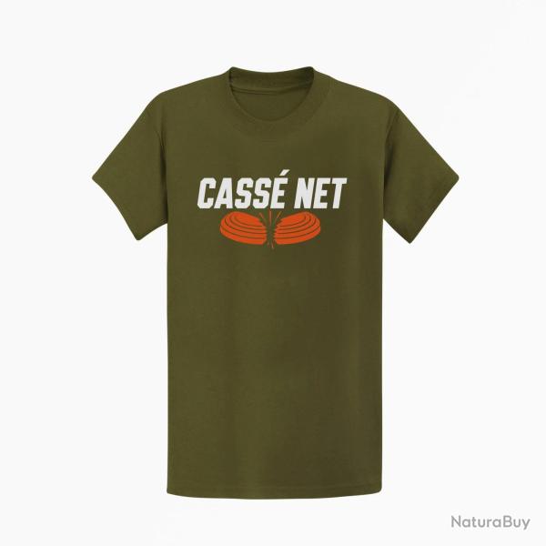 T-shirt Ball Trap Cass� net Double plateau Kaki / Blanc et orange