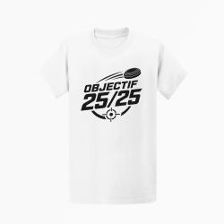 T-shirt Ball Trap Objectif 25 sur 25 Score parfait Blanc