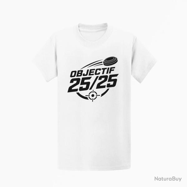 T-shirt Ball Trap Objectif 25 sur 25 Score parfait Blanc