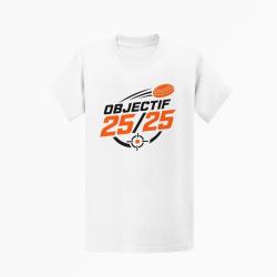 T-shirt Ball Trap Objectif 25 sur 25 Score parfait Blanc / Orange