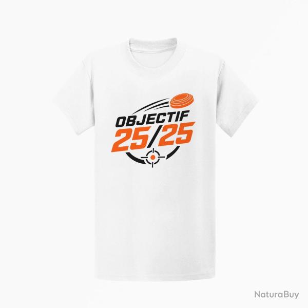 T-shirt Ball Trap Objectif 25 sur 25 Score parfait Blanc / Orange