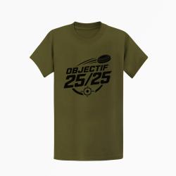 T-shirt Ball Trap Objectif 25 sur 25 Score parfait Kaki / Noir