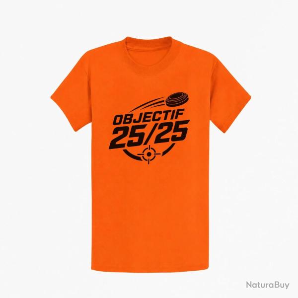 T-shirt Ball Trap Objectif 25 sur 25 Score parfait Orange