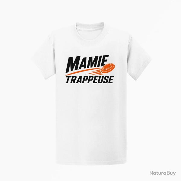 T-shirt Ball Trap Mamie trappeuse Cadeau passion Blanc / Orange